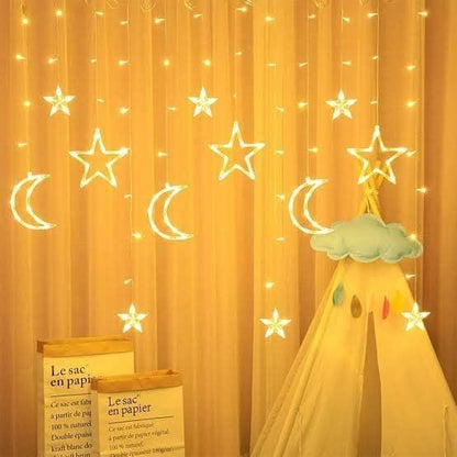 3 Moon + 3 Star + 6 Mini Star Moon & Star LED Curtain String Decorative Lights warm white/ multi Curtain Decoration Light