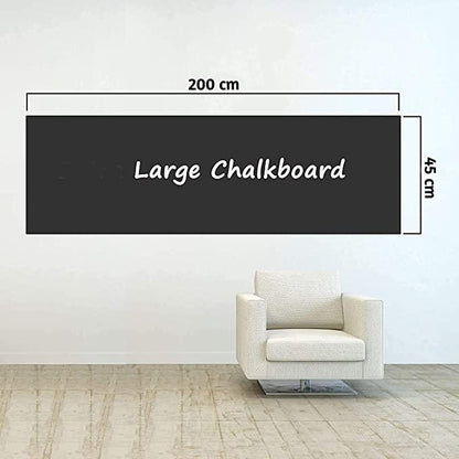 Black Board Wall Sticker Removable Decal Kids Writing Drawing Chalkboard with 5 Chalks Study Room College Office Home School (45 x 200 CM/Black)