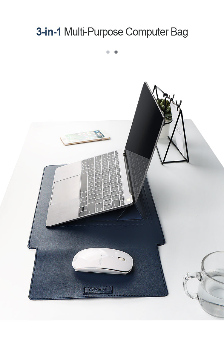 Soft Leather Laptop Sleeve & Stand For MacBook