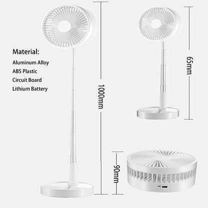 Folding Portable Retractable Floor Fan USB Desk Remote Control Fan