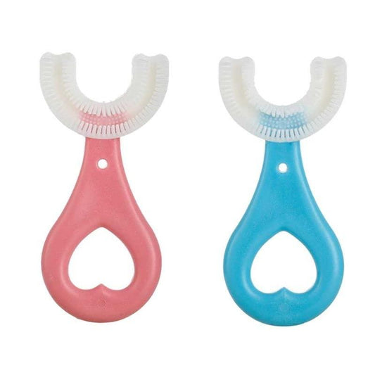 U Shaped Toothbrush for Kids Manual Whitening Toothbrush Silicone Brush Head for Kids Children(Pack of 2)
