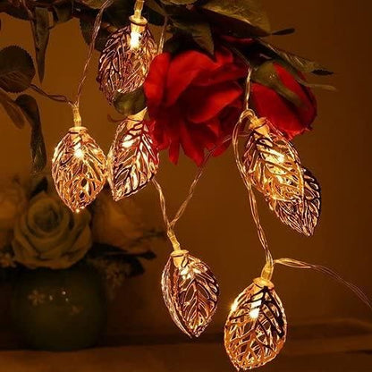 14 3D Leaf Metal Tree Leaf Shape Decorative LED Fairy String Starry Lights