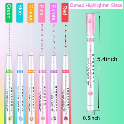 【💖BEST GIFTS FOR KIDS】Dual Tip Pens with 6 Different Curve Shapes Fine Tips