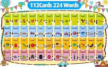 Talking English Words Flash Cards Reading Early Talking Flashcards Toy for Kids - 112 pcs Card. (Multi Color-1 to 6 Year)