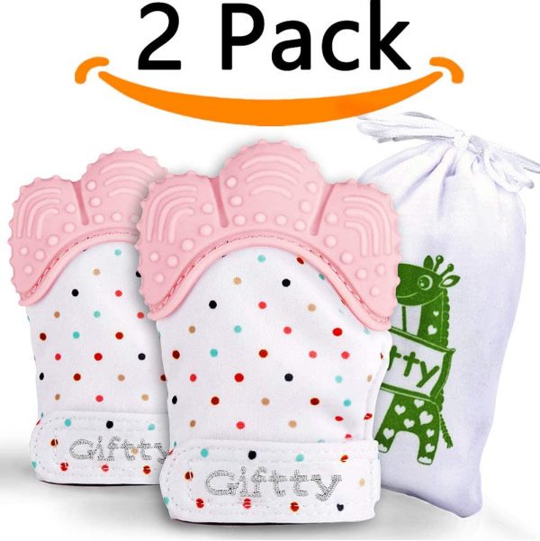 Pack of 2 Teething Mitten with Soothing Toy