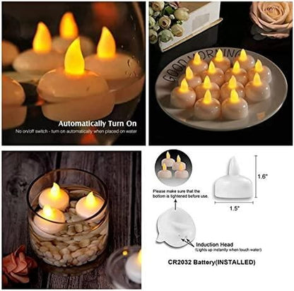 10 Water Sensor Floating Tealight  Battery Operated Waterproof LED Flame less Flickering Lights Candles