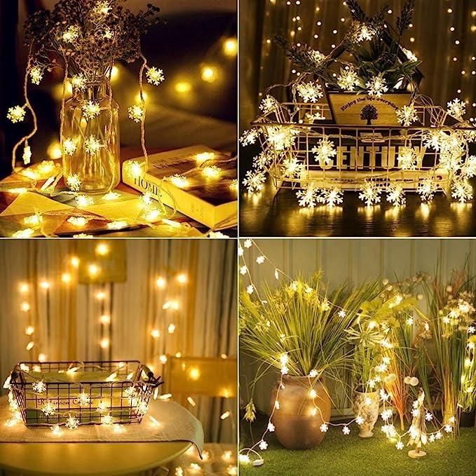 14 LED 3M Christmas Snowflake Light Battery Powered Waterproof Garden Fairy Lights for Christmas Festival Home Party Decorations