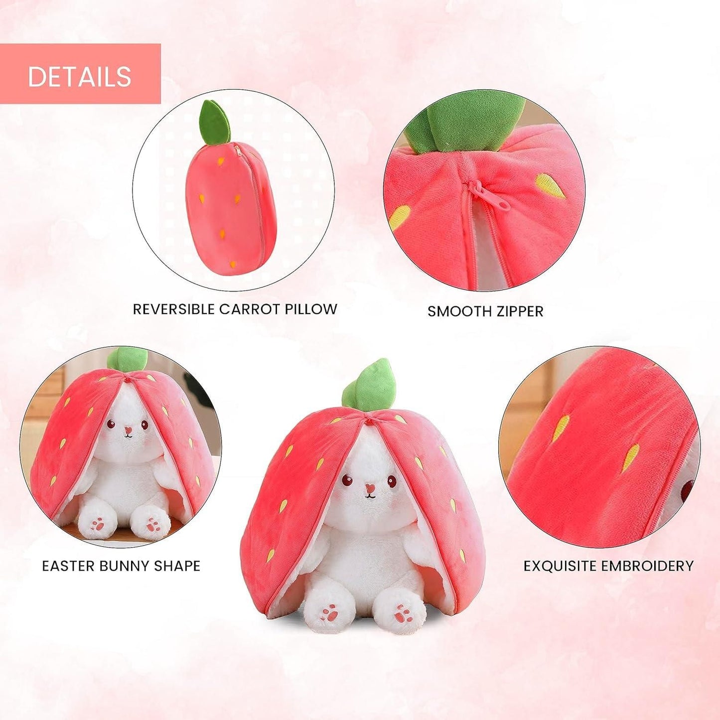 🍓🍓Strawberry Bunny Transformed into Little Rabbit🎀 Fruit Doll Plush Toy🐰🐰