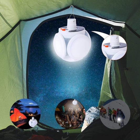 2 In 1 Foldable Solar Lamp - 2 Built-in Charging Modes (Solar Or Dc Via USB)