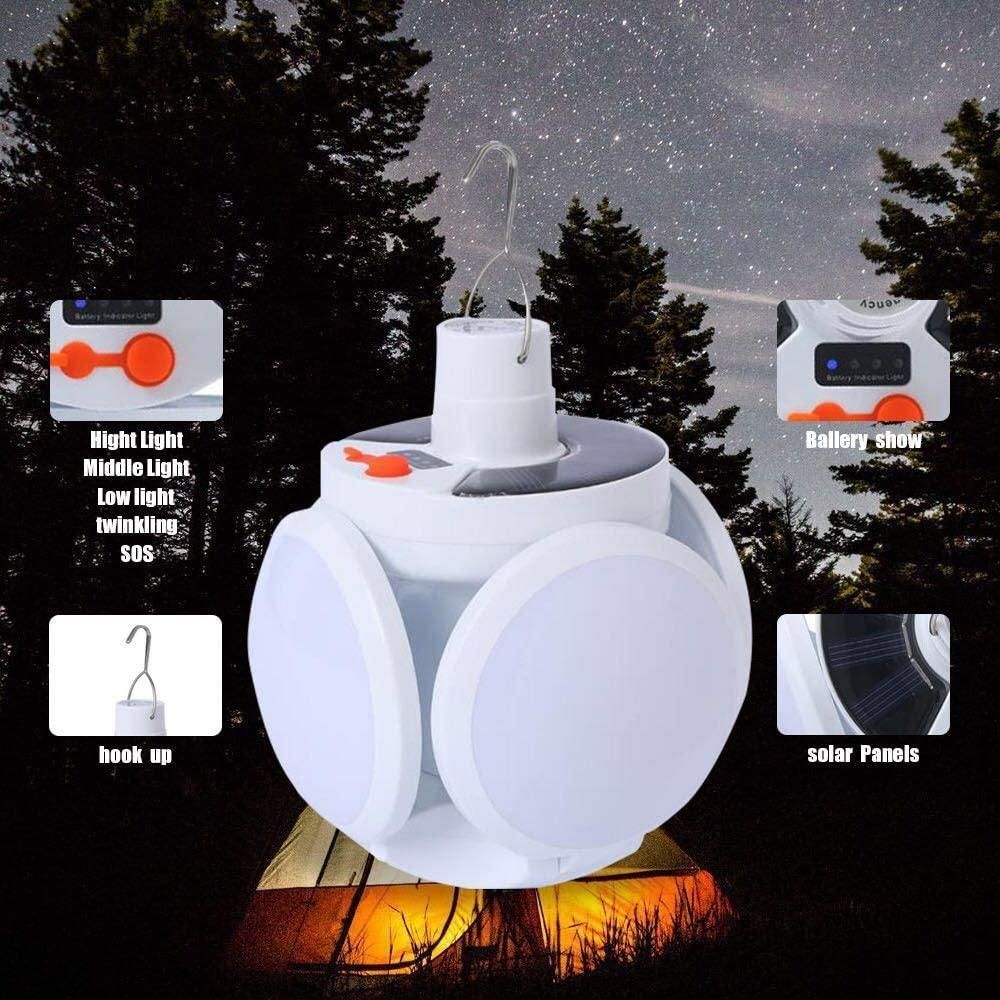 2 In 1 Foldable Solar Lamp - 2 Built-in Charging Modes (Solar Or Dc Via USB)