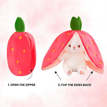 🍓🍓Strawberry Bunny Transformed into Little Rabbit🎀 Fruit Doll Plush Toy🐰🐰