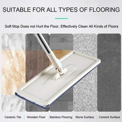 Scratch A net Mop with Bucket and 2 Mop Pads and Squeeze Dry Flat Mop