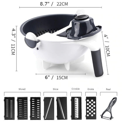 9 in 1 Plastic Multifunction Vegetable Cutter with Drain Basket Vegetable Cutter
