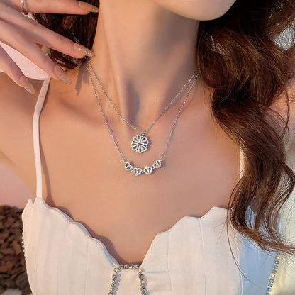 Magnetic Four Heart Necklace - Rose Gold
