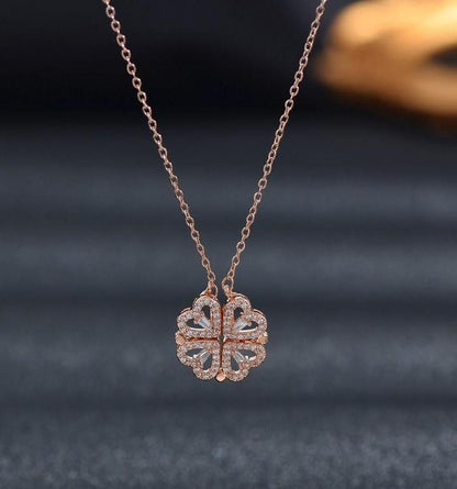 Magnetic Four Heart Necklace - Rose Gold
