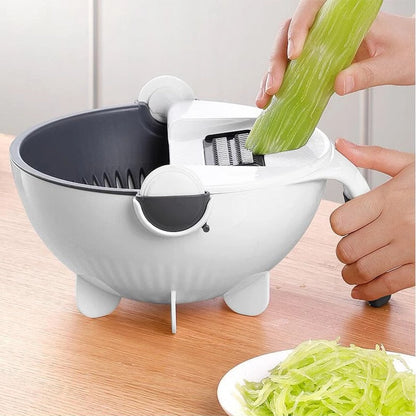9 in 1 Plastic Multifunction Vegetable Cutter with Drain Basket Vegetable Cutter