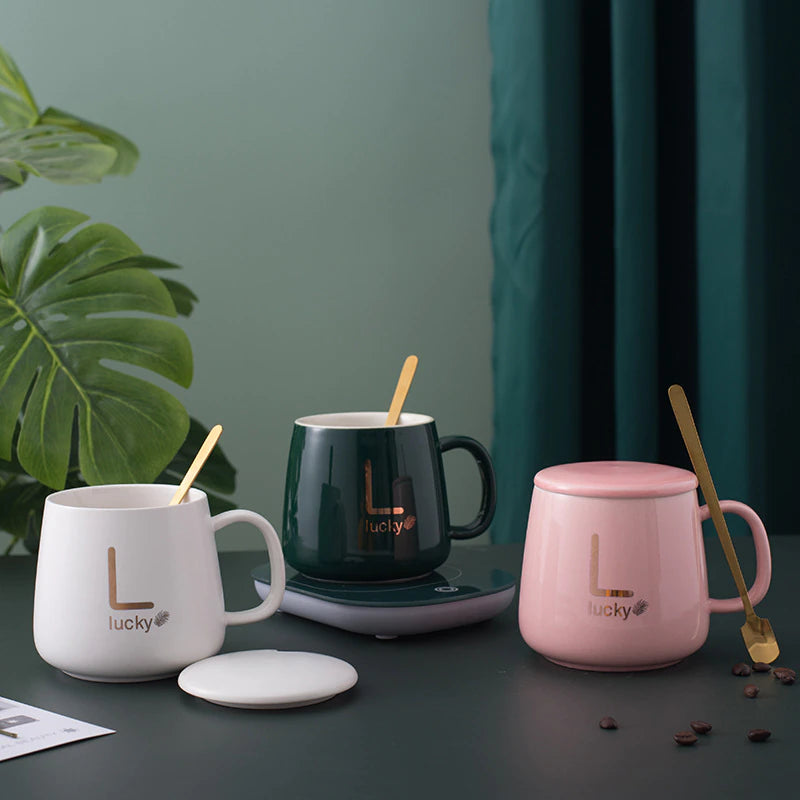 Electric Cup Warmer Set With Spoon