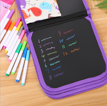Erasable Doodling Book (12 Colored Pens Included)