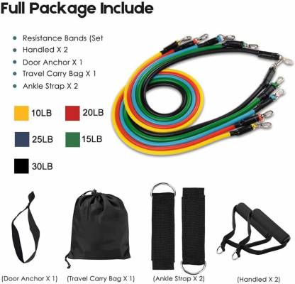 Resistance Bands Set for Exercise, Stretching, and Workout Toning Tube Kit with Foam Handles, Door Anchor, Ankle Strap, and Carrying Bag for Men, Women